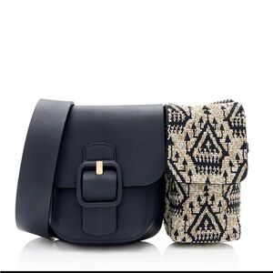 Tory Burch Leather Beaded Sawyer Double-Pocket Shoulder Bag